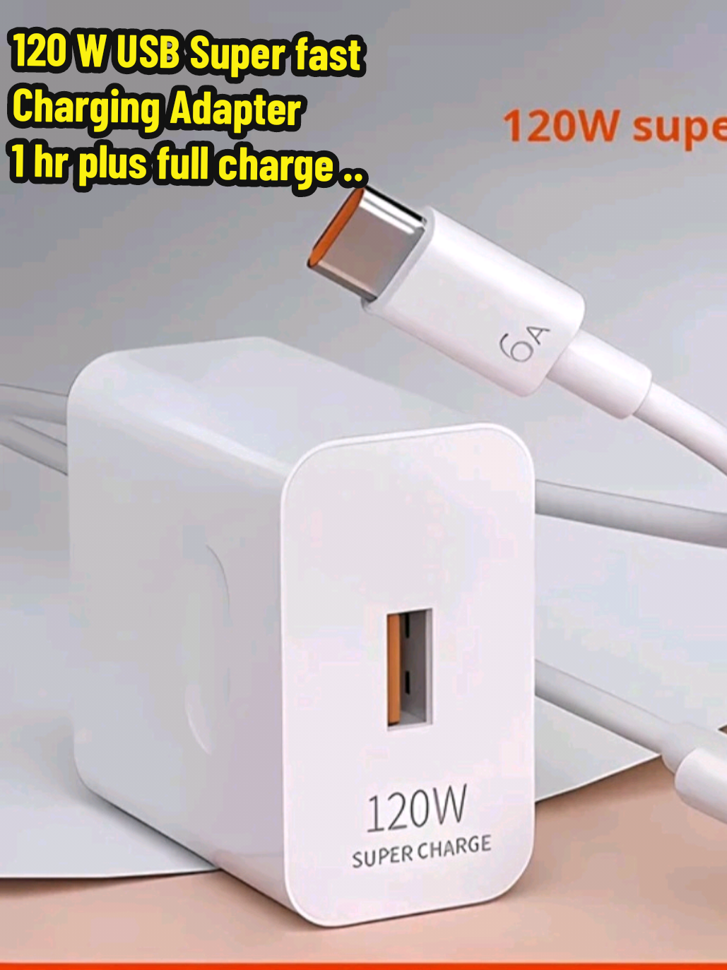 120W USB Super Fast Charging Adapter. with 6A USB. Cable for Android and Type  C.#creatorsearchinsights # Fast Charger#fryyyyyyypppp .