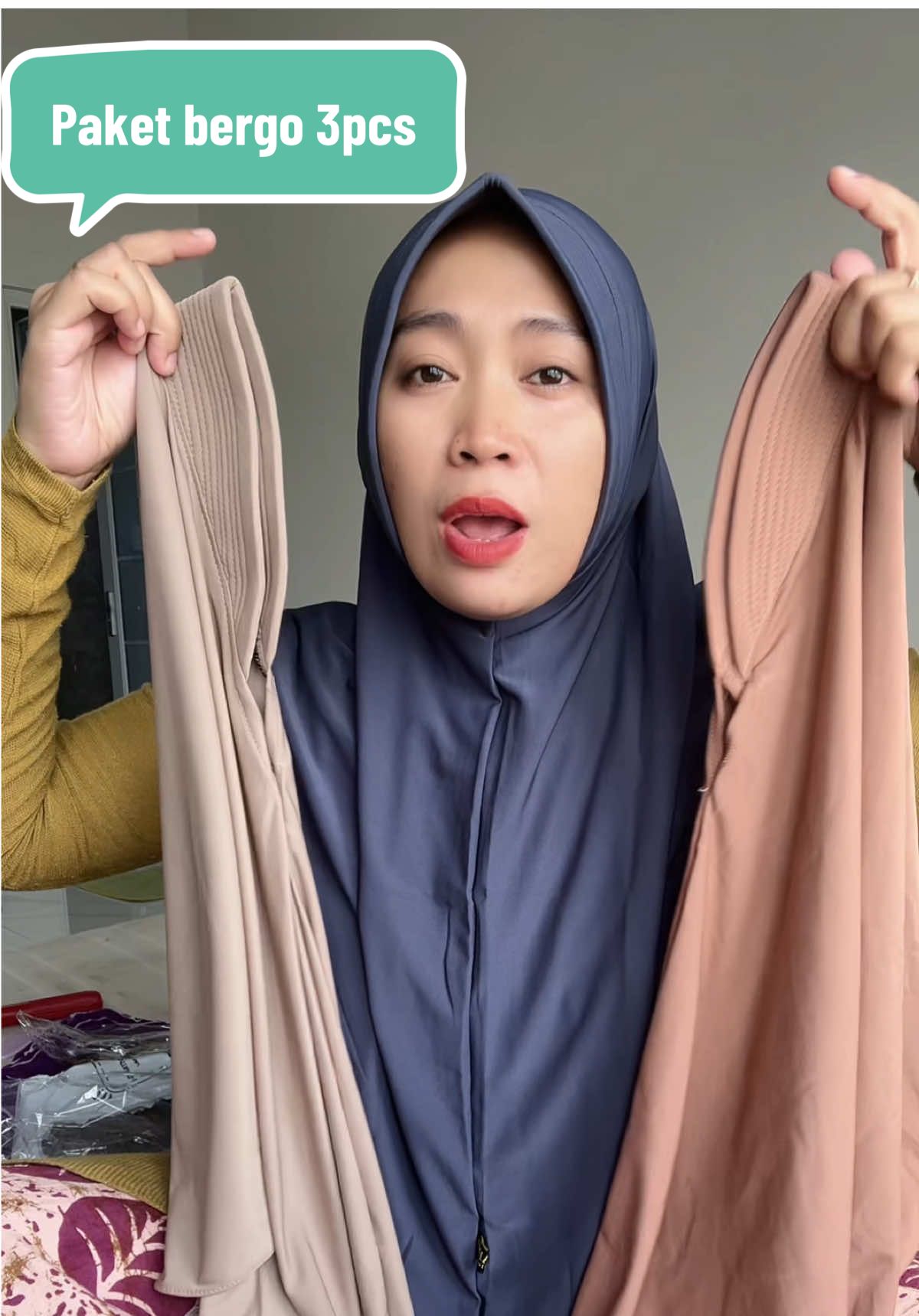 Udah dapat 3 pcs bergo hamidah #bergohamidah #bergomurah 
