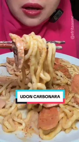 Membalas @Ay♡🍉 Udah makan 2 bungkus udon carbonara cepet ludesnya, keknya harus 4 bungkus dehhh biar ga cepet habis 😭 #racunefrita #efritaasmr #mukbangasmr #fyp 