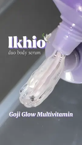 Say hello to one of my new holy grail! 💜✨ masalah kulit ? I choose Ikhioo!! Akhirnya nemu juga body serum yang bisa bikin kulit aku terhidrasi dari dalam & jadi lebih kencang! yaitu Goji Glow Multivitamin dari @Ikhio Skin Store Kemasan Dual Layer Technologynya bikin bahan aktifnya tetep awet meskipun udah disimpen berbulan-bulan. Cocok banget buat aku yang selalu beli bundle karena gamau rugi! Yuk kepoin sekarang! #IKHIODuoBodySerum #GlowWithIKHIO #bodyserum #bodycareroutine 
