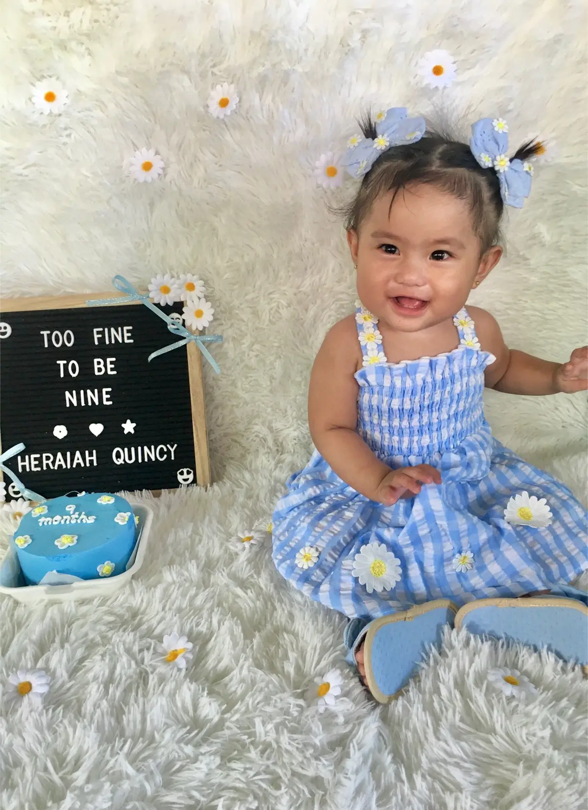 Nine months of laughter, cuddles and unforgettable memories. It's true, time flies really so fast. ✨ Happy 9 months my pretty girl, Aiah! 🥰 Mommy and Daddy love you beyond words! 🤍 #babymilestones #9monthsbaby #monthlymilestone #monthlybabyphotoshoot #mom #baby #MomsofTikTok #fyp #fyppppppppppppppppppppppp 