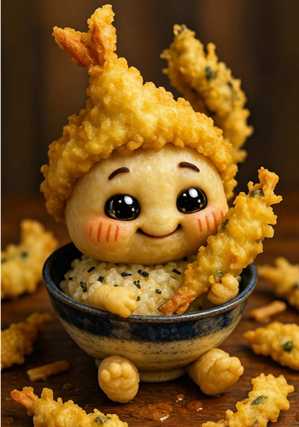 パート8: tempura bowl VS breaded pork on rice #ai #FoodArt #foodmonster #yammyfood #tempura #breadedporkonrice 