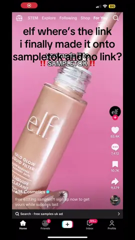 where’s my sample @e.l.f. Cosmetics @elfcosmetics @e.l.f. Cosmetics UK after i finally scrolled onto sampletok💔🫵 #sampletok #sample #freesample #elfcosmetics #elf 