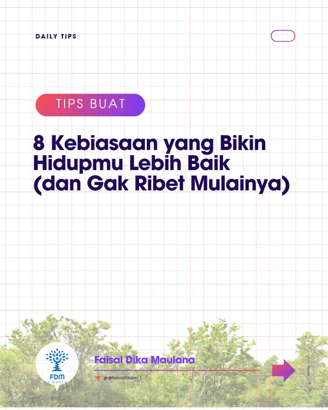 Kalau kamu lagi nyari cara buat ningkatin kualitas hidup tanpa harus overthinking, 8 kebiasaan ini bisa kamu mulai dari sekarang. Gak perlu semuanya sekaligus, cukup pilih 1 dan mulai dari yang paling mudah. Ingat, perubahan besar datang dari langkah kecil yang konsisten 💪 #YukMulai #SelfImprovement #HabitBuilding #LifeTips #GrowTogether 