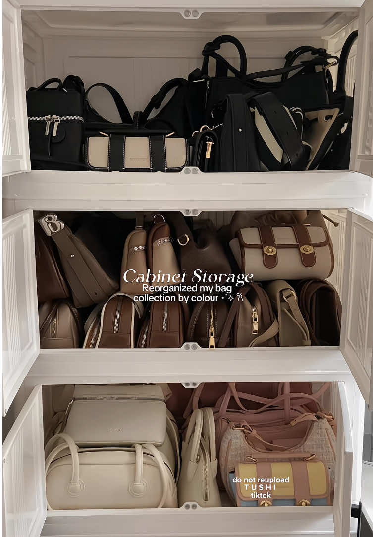 My bags storage cabinet! 👜 banyak ye boleh sumbat dalam ni puas hati, ada lagi ruang tu boleh tambah bag lagi tak? 👀 #storage #cabinet #storagecabinet #organizer #foldablecabinet #bagcollection 