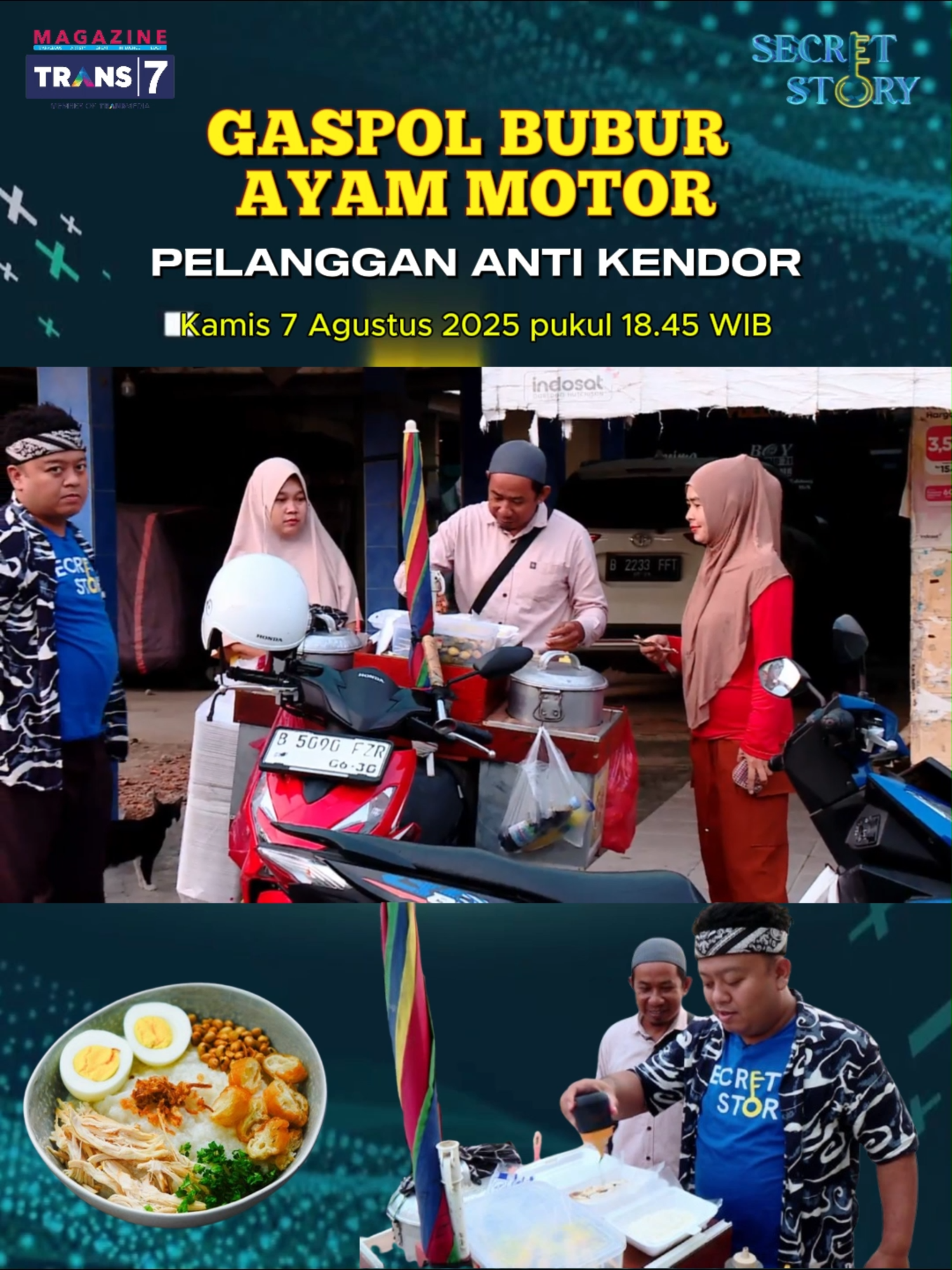 Bubur ayam motor tuh jadi andalan banget buat sarapan pagi, apalagi buat yang sibuk dan males ribet. Praktis banget! Tinggal keluar rumah dikit atau nunggu depan pagar, udah ada abang bubur lewat. Harganya ramah di dompet, rasanya juga nggak kalah sama yang di resto. Justru kadang yang keliling gitu lebih nampol karena bumbunya khas dan vibes-nya lebih “rumahan”. Awalnya sih bubur ayam ini adaptasi dari bubur ala Tionghoa, terus dimodif pakai bumbu lokal biar cocok sama lidah orang Indo. Dulu masih pakai gerobak dorong, trus naik level ke motor di era 90-an. Sejak itu, makin fleksibel deh jualannya. Cuss, langsung kepoin dalam Secret Story Kamis, 7 Agustus 2025 pukul 18.45 WIB hanya di Trans7  #secretstory #buburmotor #kuliner #akulturasi #budaya #tiongkok #indonesia #nusantara