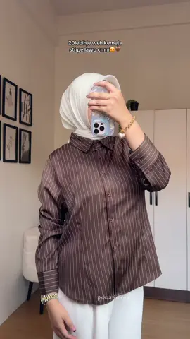 cantik weh kemeja stripe ni 🤎😍#fyp #kemejastripe #kemejastripemurah #kemejastripeviral #kemejawanita #kemejamurah #kemejaviral #outfitideas 
