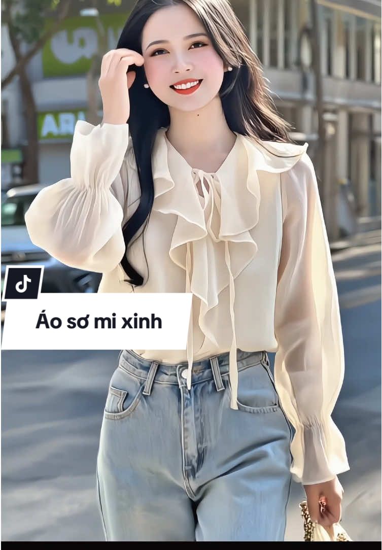 Áo sơ mi nữ phối bèo xinh xắn dễ thương, chất voan mềm mại nữ tính #aosominu #somi #aoxinh #ThoiTrendNu #xuhuong #saocongso 
