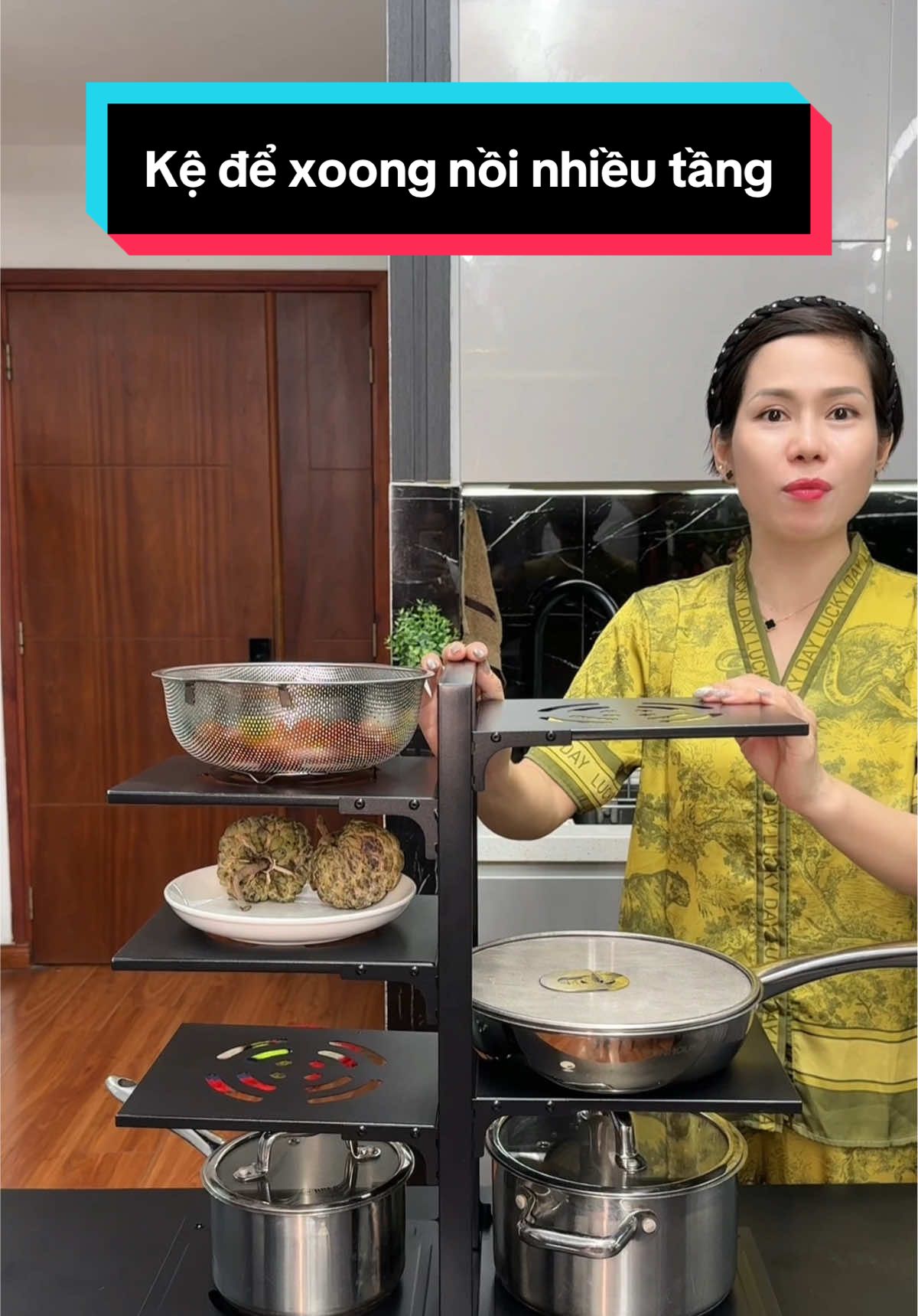 Kệ để xoong nồi nhiều tầng, có thể điều chỉnh kệ để đồ nhà bếp #Cindythuytichcuc 