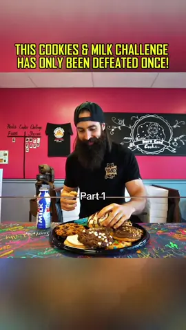 This cookie and milk challenge has only been defeated once! #foodchallenge #eatingshow #foryou #mukbang #fyp #beardmeatsfood 