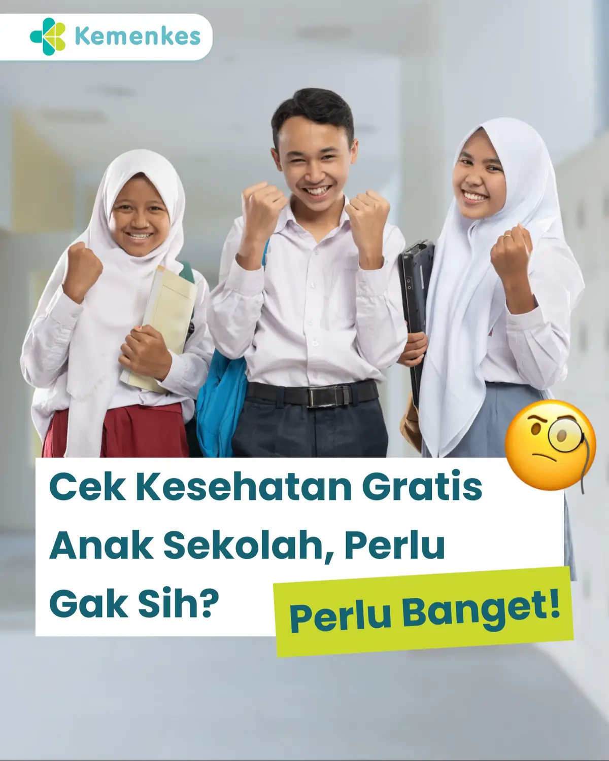 📚 #Healthies, tahu nggak sih? Sebanyak 53,8 juta anak sekolah di Indonesia ditargetkan ikut Cek Kesehatan Gratis (CKG)! Tapi, kenapa sih anak sekolah perlu cek kesehatan?Yuk, cari tahu alasannya di postingan berikut. Geser sampai abis ya👇 #BelajarJadiSehat  #JadiSehatMakinHebat