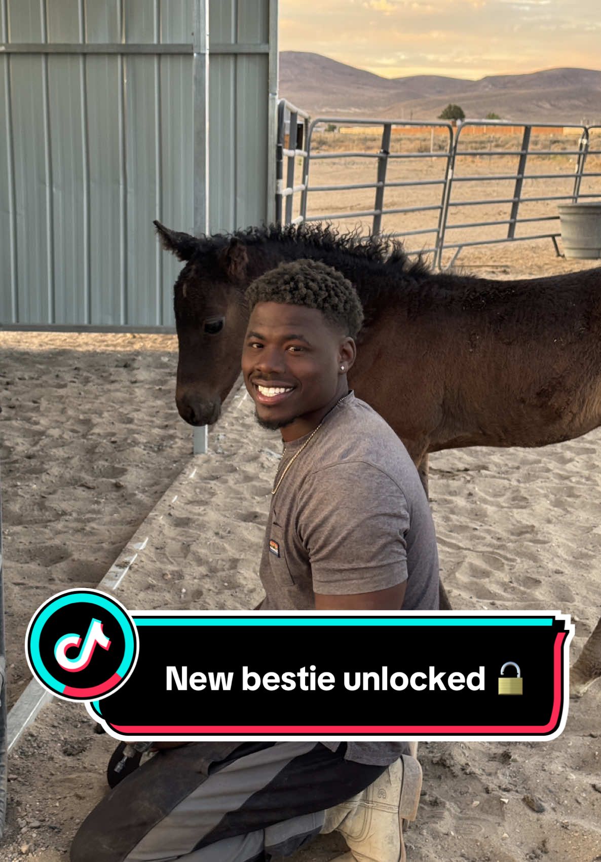 If this video goes viral we’re keeping him 🙏#curlyhorse #horsesoftiktok #bonding #blackcowboy #blowup? #viral? #justkiddingnotforsale 