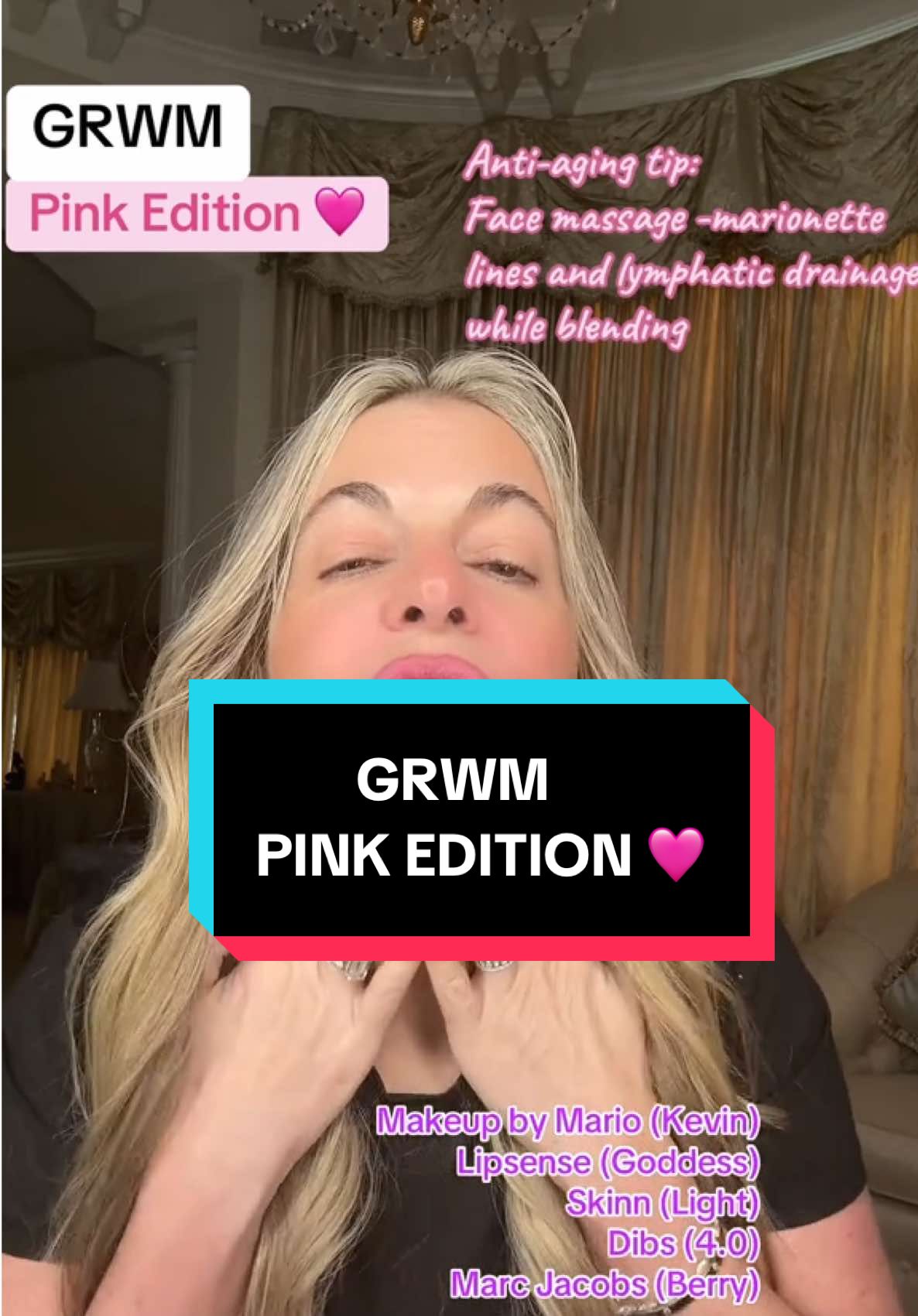 GRWM in pink with bonus lymphatic drainage and Marionette lines massage while blending. Never miss an opportunity for those little anti-aging rituals.  #grwm #makeup #pinkmakeup #genx #skintok @SKINN Cosmetics @DIBSBEAUTY @marcjacobs @makeupbymario 