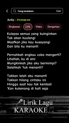Yang Terdalam - Peterpan🎤karaoke anak 90 an pasti hafal lagu ini #liriklagu #karaoke #arielnoah #peterpan #anak90an 
