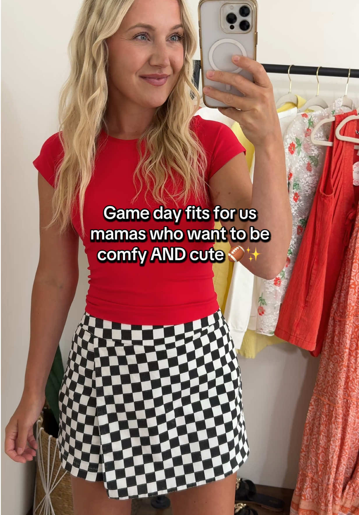We’re not just rocking our husband’s tee this season 🙅🏼‍♀️ We’re showing up cute, comfy, and ready to cheer - snacks in one hand, toddler on hip. These are the game day fits we actually wanna wear. 👏🏼 Which one’s your fave? Let’s be real, we need a look that works from the stands to the concession stand. ⬇️ #gamedayoutfit #gamedaystyle #checkerprint #momstyle #shopbmaes 