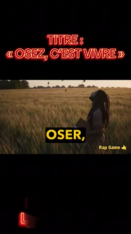 OSER, C’EST VIVRE – EXTRAIT Un p’tit moment de vérité. Ce son, c’est pour ceux qui doutent… Ceux qui veulent mais qui ont peur. Ceux qui ont l’feu mais à qui on a dit « fais gaffe ». Si t’as déjà hésité à croire en toi, écoute ça. Et si t’as kiffé, t’sais où cliquer ✊ 🎧 L’extrait est là… 🎬 Le clip complet est où vous savez. 📲 Tape juste “Rap Game IA” si tu veux vibrer. Liens e Bio Disclaimer Ce contenu est une œuvre artistique et poétique, protégée par les droits d’auteur. Elle n’incite à aucune haine, violence ou révolte contre qui que ce soit. Toute ressemblance avec des faits ou personnes existants est purement symbolique. #rapconscient #reggae #roots #rapgameia #motivation          