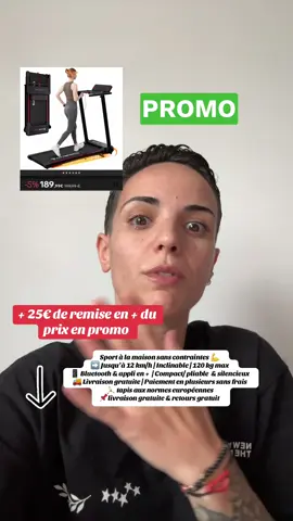 Sport à la maison sans contraintes 💪   ➡️ Jusqu’à 12 km/h | Inclinable | 120 kg max   📱 Bluetooth & appli en +  | Compact/ pliable  & silencieux  🚚 Livraison gratuite | Paiement en plusieurs sans frais   🏃 tapis aux normes européennes  📌livraison gratuite & retours gratuit  Produit testé par moi même gratuitement et approuvé à 100%  L’offre est disponible au moment du post, peut varier  Clique sur le caddie orange sous la flèche  pour l’acheter maintenant sur tiktokshop   NE PASSE PAS À CÔTÉ DE CE TAPIS À UN SUPER PRIX !! 