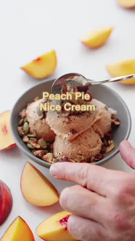 Peach Pie Nice Cream with @Lifeway Kefir 🍑🥧✨ This healthy dessert tastes like a slice of peach pie — but it’s mostly fruit, naturally sweetened, and packed with probiotics. Ingredients: – 8 peaches, chopped – 1/2 cup plain @lifewaykefir (a good source of protein, calcium, vitamin D, and 12 live & active cultures) – 1/3 cup raw honey – Juice of 1/2 orange – Juice of 1/2 lemon – Seeds from 1 vanilla bean – Coconut oil (for roasting) – Granola How to Make It: 1. Toss chopped peaches with coconut oil and roast at 400°F for about 45 minutes, or until soft and golden. → The peaches will shrink down a lot as they roast — don’t worry if it looks like a lot at first! → Check them occasionally to avoid burning. 2. Freeze the roasted peaches overnight or until solid. 3. Blend frozen peaches, kefir, honey, citrus juice, and vanilla in a food processor until creamy. 4. Spread into a container and if firmer texture is needed, freeze for 2–3 hours to firm up. 6. Scoop, top with your favorite granola, and enjoy #lifewaypartner #peachpienicecream #fruitbaseddessert #probiotics #guthealth #refinedsugarfree #healthydessert #LoveYourGuts #nicecream #mostlyfruit 