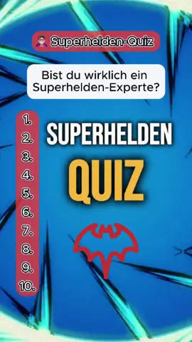Wie viele Superhelden-Fragen konntest du richtig beantworten? 🦸‍♂️ Schreib’s in die Kommentare und folge für mehr Quiz! 💥 #Superhelden #Quiz #Marvel #DC #Batman #SpiderMan #Superman #Avengers #Comics #TikTokQuiz #rätselchallenge #fy