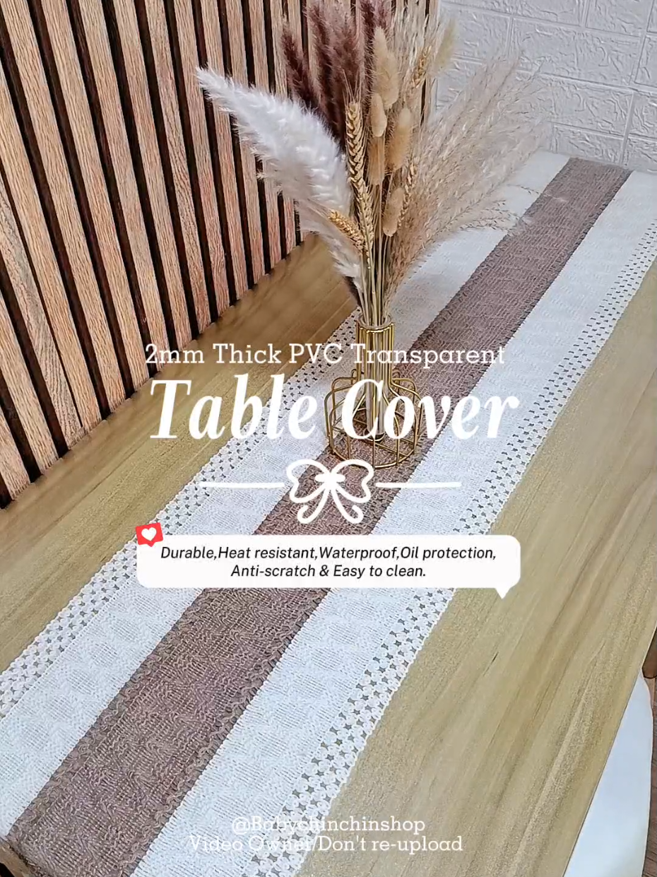 Plastic Table Cover lang to pero aakalain mong Glass cover 🤭 ang Ganda sa table ko ✨  #tablecover #plasticcover #plastictablecover #transparenttablecover #tablecloth  #pvctablecloth #cover #table  #tabletop #homeessentials #homefinds #fyp 