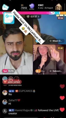 Haider Said: Us Me Larkiyan B...🤣🙊 #foryou #foryoupage #shoaib #ansaribrand #haider #saleena #rajabbutt #viral #tiktoklive #mrpattlo @Saleena♡ @Sabeena Hashme 