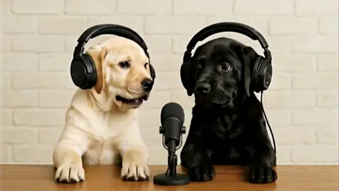 Puppies just complaining like they got it rough. #podcast #puppies #puppiesoftiktok #doghumor #veo3 #ai
