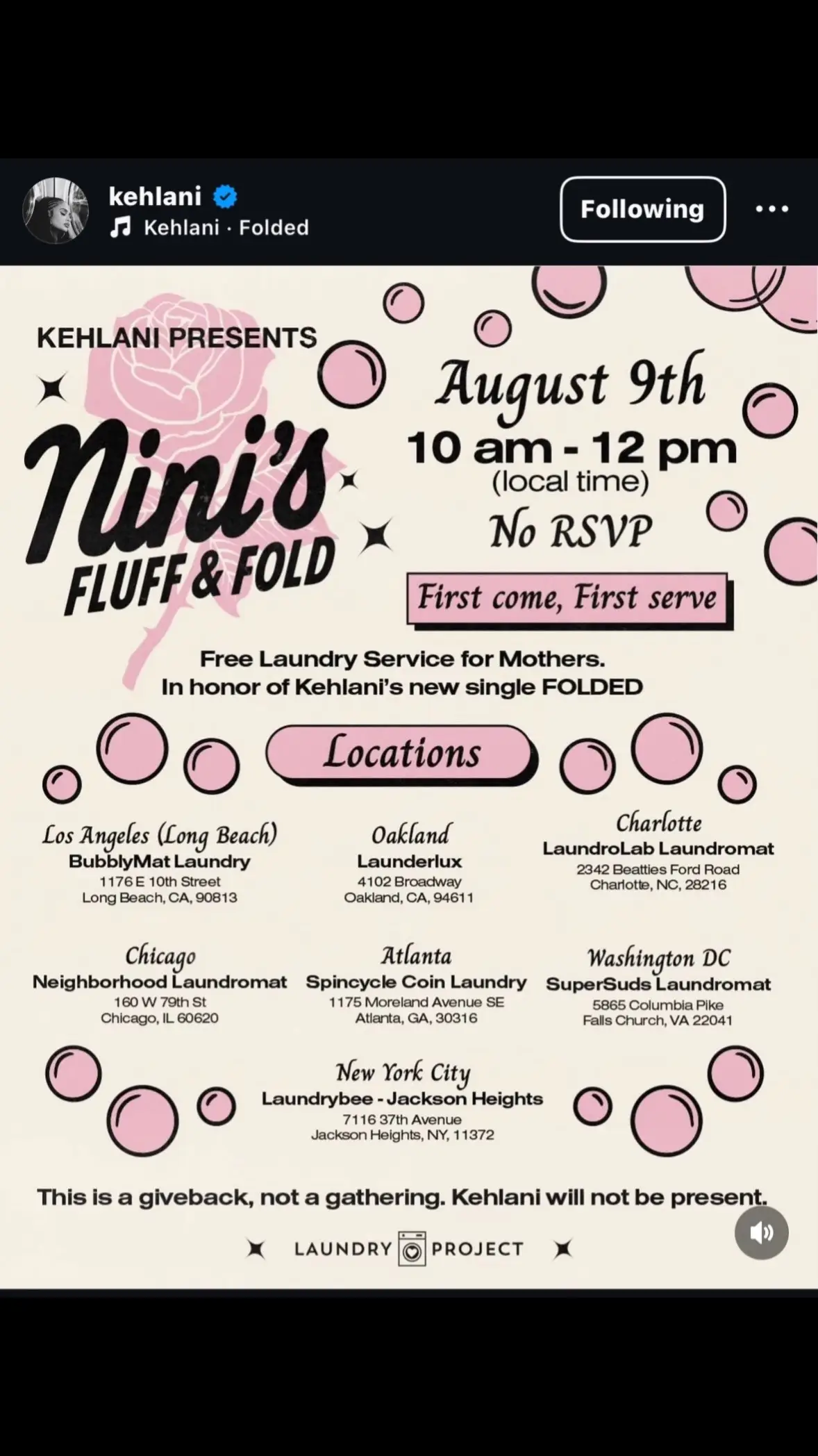 Kehlani is helping single mothers w/ laundry . Check for your area 💓 #trending #MomsofTikTok #relatablemom #viral #kehlani #folded #laundry #givingback 