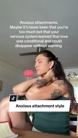 Having an anxious attachment style means that your nervous system fears disconnection. Not because something’s wrong with you but because somewhere along the way, love felt conditional and uncertain. It’s a learned survival strategy rooted through early experiences. But the beautiful part is that we are able to heal through awareness and creating safety ♥️ #anxiousattachmentstyle #therapynotes #attachmentstyles #nervoussystemhealing 