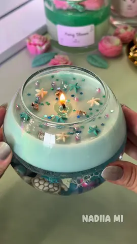 Ocean vibes in a candle? 🌊🕯 Watch me make this dreamy water candle with ASMR sounds 💙✨  #DIY #candletok #asmr #candlemaking #craft 