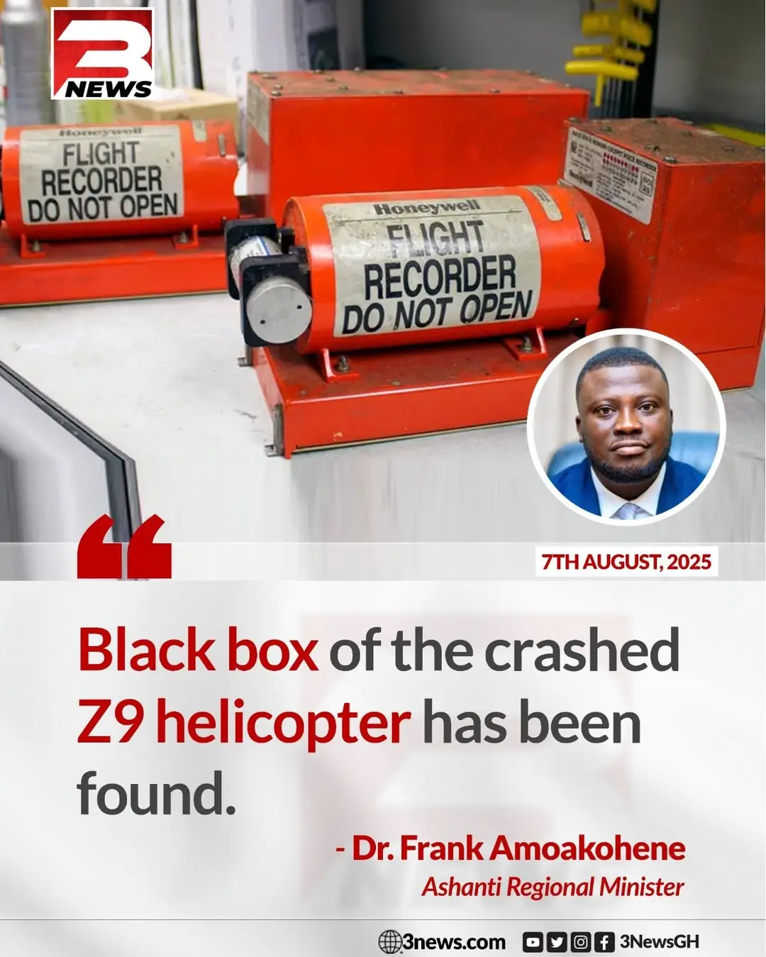 This device is expected to provide critical insights into the cause of the crash which claimed the lives of 8 Ghanaians including military personnel.