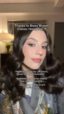 This classic hairspray holds my curls all night and smells like Blackcurrant Vanille… I’m sold @Blake Brown 🤍shop at @target #BlakeBrownPartner #Ad #hairtransformation #vintagehair #oldhollywoodhair #hairinspo 