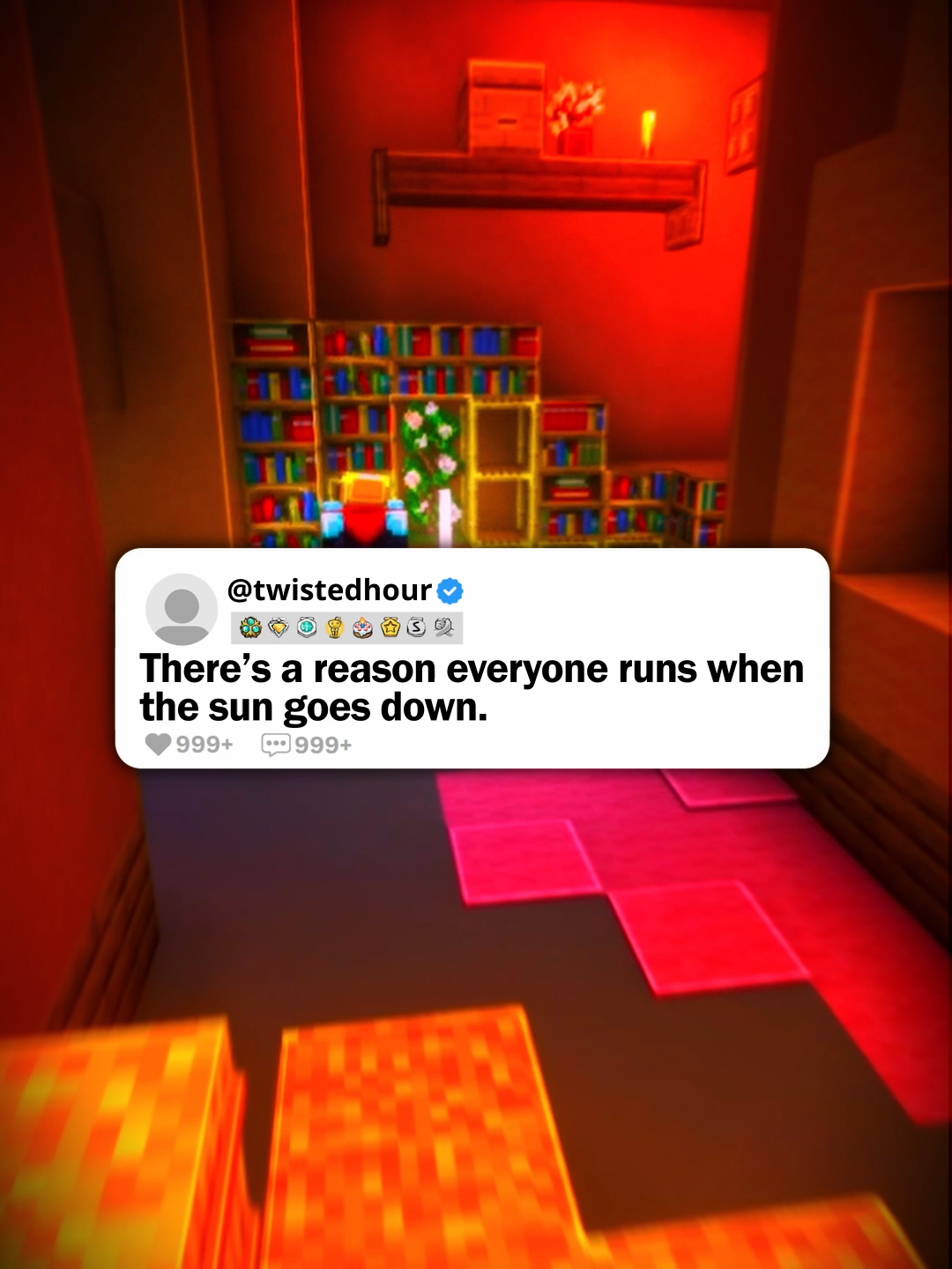 There’s a reason everyone runs when the sun goes down. #horrortok #minecraftparkour #horrorstory #paranormal #twistedhour #nosleep #scary