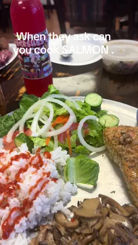 Salmon ,sautéed mushrooms w/rice#teamhershey #foruoupage #crazygoodkoolaid 