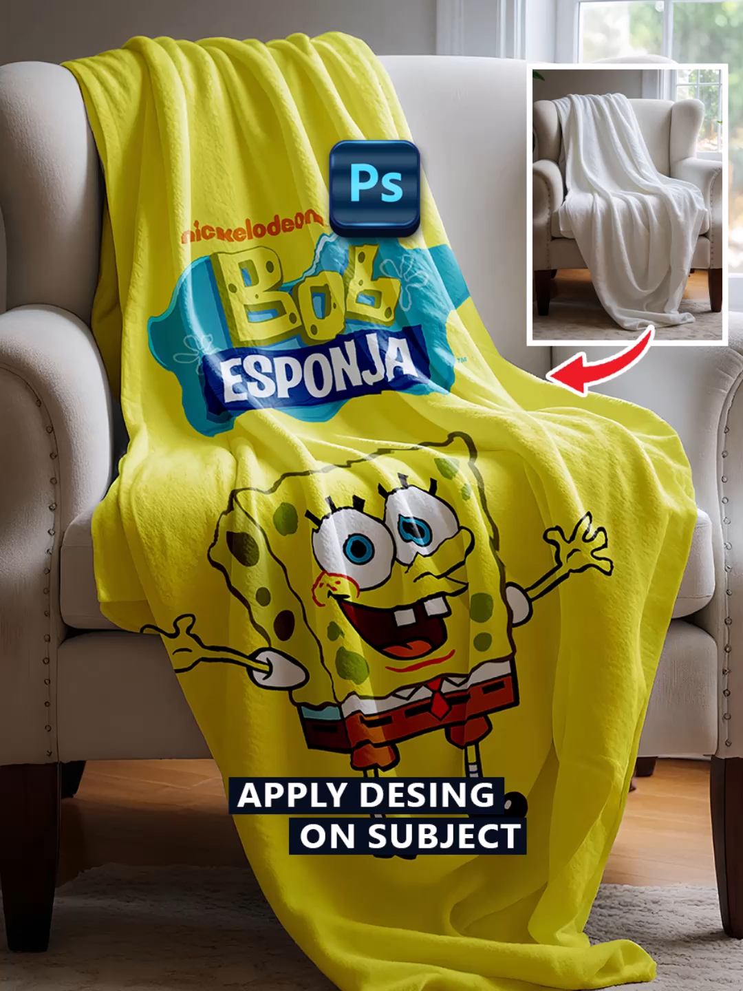 apply design on subject in Adobe Photoshop shorts