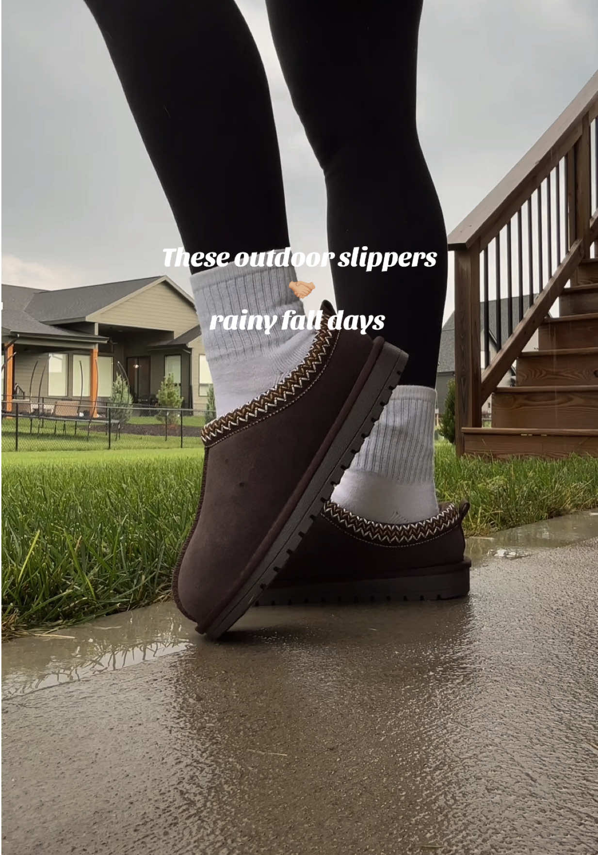 BACK TO SCHOOL SALE! These suede outdoor slippers are perfect for a chilly rainy fall day! These are a fall & winter favorite every year so do not hesitate to order a pair now. Certain colors and sizes are already sold out! Comes with a pair of warm socks too! FREE SHIPPING! #outdoorslippers #slippershoes #evellyhootd #fallshoes #tiktokshopbacktoschool 