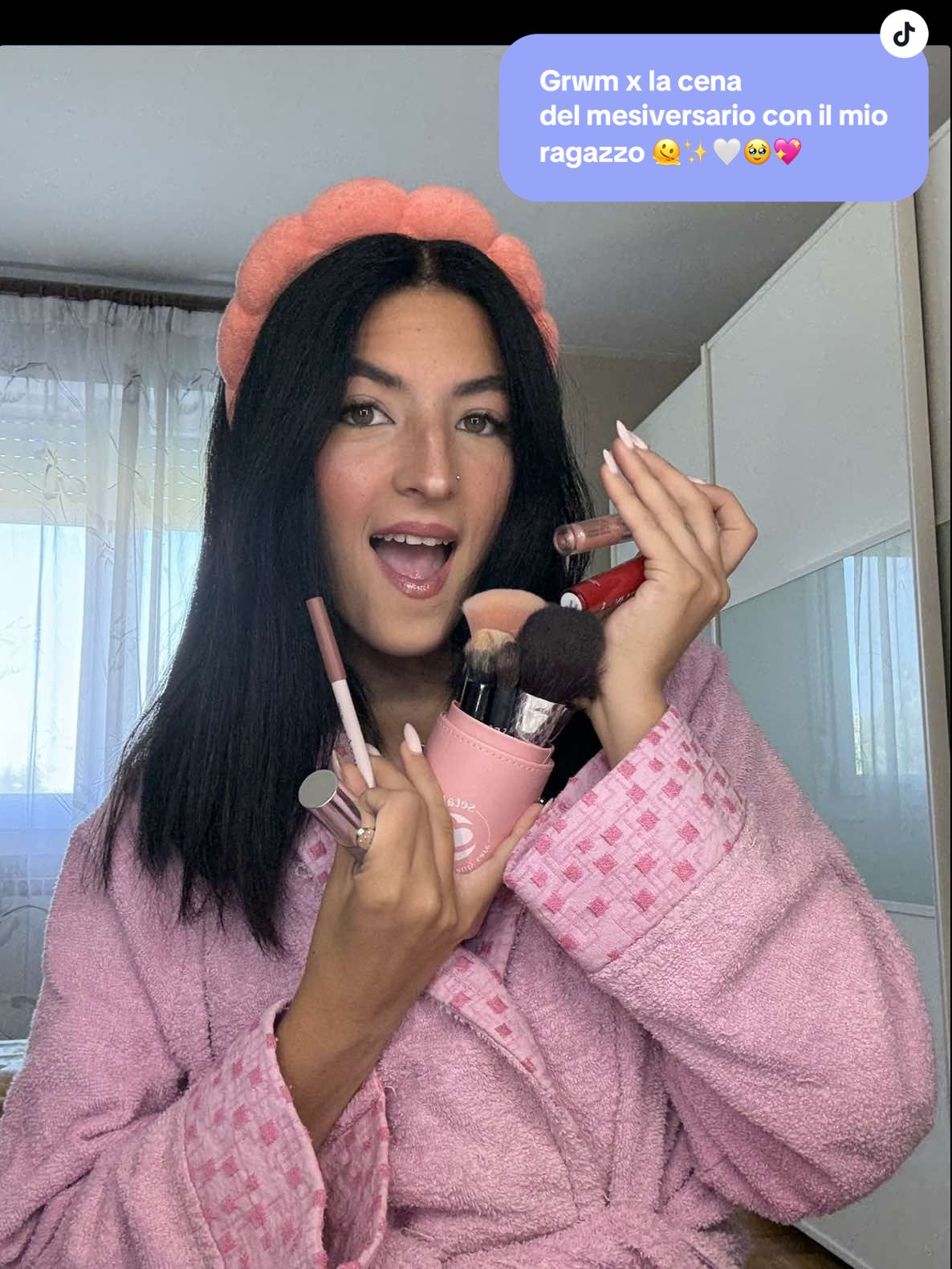 mi preparo per la cena del mesiversario con il mio ragazzo 💖✨🥹 #grwmmakeup #grwm 