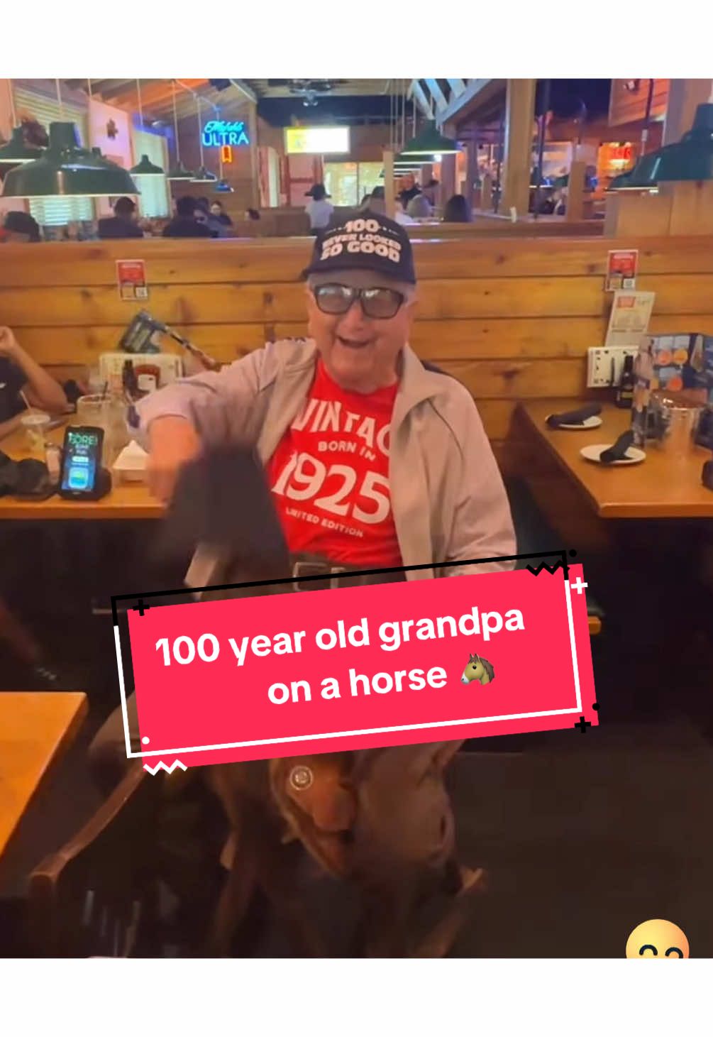Not grandpa turning 100 and still having more yeehaw in him than all of us 💀🤠 #CentenarianCowboy” #100 #birthday #grandpa #bakersfield #TexasRoadhouse #fyp #foryoupage #viral #funnyvideos #birthdaycelebration #100YearsYoung #Centenarian #CowboyVibes #GrandpaGoals #SaddleUp #SeniorTok @Texas Roadhouse 