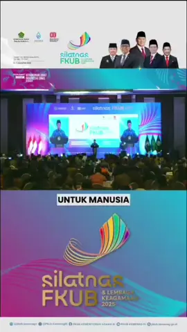 Sambutan Menteri Agama K.H. Nasaruddin Umar pada Silaturahmi Nasional (Silatnas) Pengurus Forum Kerukunan Umat Beragama (FKUB) dan Lembaga Keagamaan Tahun 2025 yang mengajak mengajak seluruh elemen bangsa untuk menempatkan agama sebagai kekuatan pemersatu, bukan sebagai sumber perpecahan.