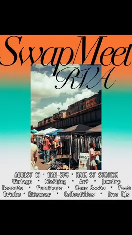 Let's Go ! Swapmeet RVA Vintage Market at Main Street station Sunday Aug. 10 11-5 pm ✨️✨️ #vintageaesthetic  #popupshop  #rva #swapmeet #vintagefashion  #virginia 