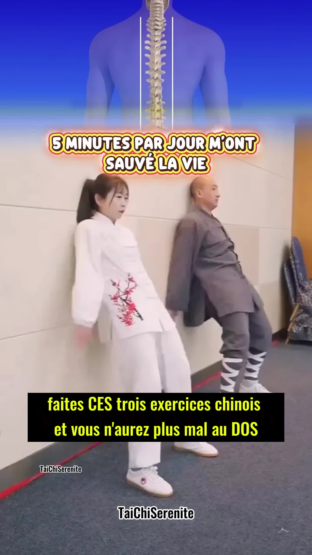 💥 Dites adieu aux douleurs dorsales avec ces 3 exercices chinois ! 1️⃣ Le premier étire la colonne et élimine les blocages. 2️⃣ & 3️⃣ Renforcent le dos et améliorent la mobilité. 🧠 Résultat : esprit clair, vision nette, circulation relancée. ✨ La gymnastique chinoise soulage le corps en profondeur, naturellement. 💬 Vous voulez la routine complète d'exercices de Tai Chi ? Lien dans la bio. 🔖 Sauvegarde cette vidéo et commence dès aujourd’hui ! #MalDeDos #GymChinoise #SantéDuDos #DouleursChroniques #Posture #BienÊtre #MédecineChinoise #Mobilité #DosSain #SantéNaturelle
