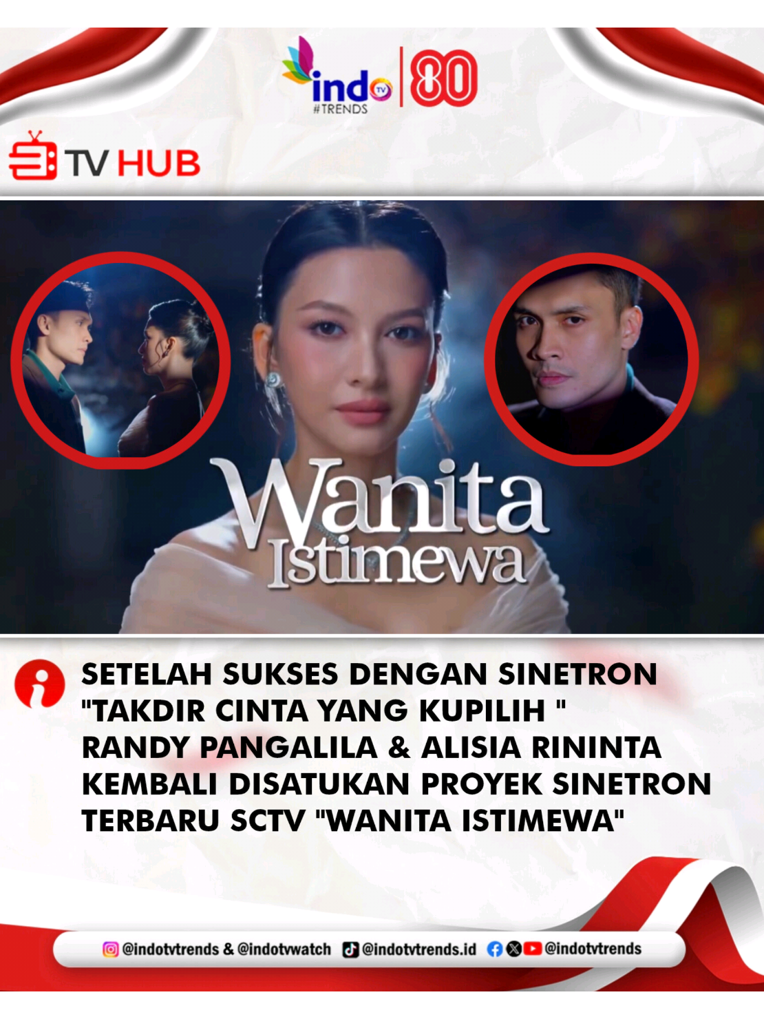 Setelah Sukses Takdir Cinta yang Kupilih, Randy Pangalila & Alisia Rininta Kembali di Sinetron Baru SCTV 