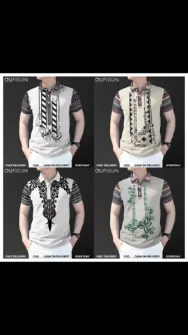 2025 Summer Outfit for Men Ethnic style modern barong polo shirt  #casual polo shirt for men's 