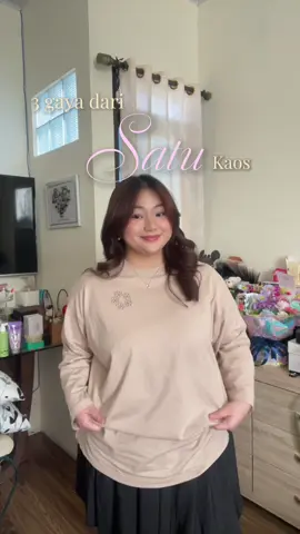 Bikin 3 look dari kaos lengan panjang @by Choco ini karena aku beneran jatuh cinta sama bahannya 🤍 super lembut & adem!