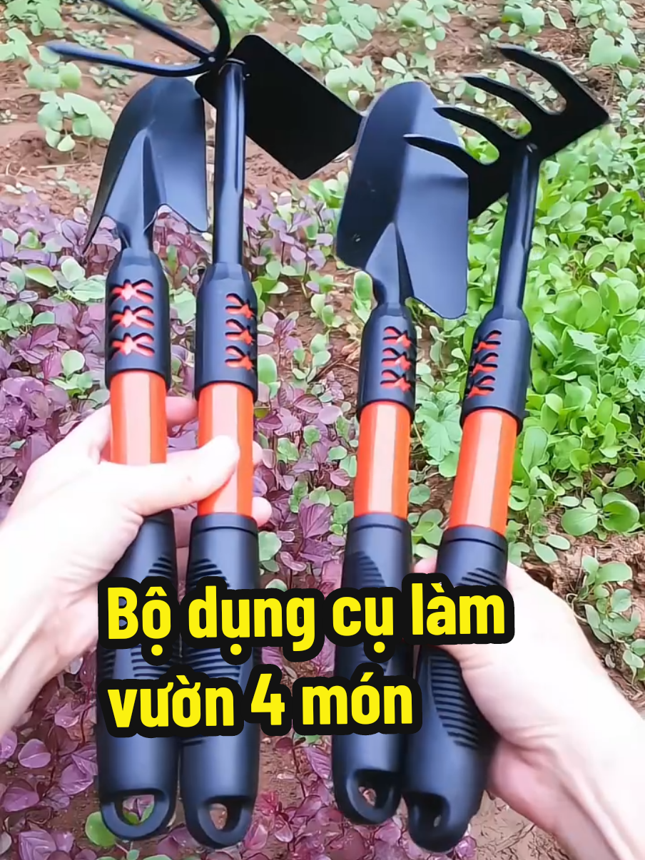 Bộ dụng cụ làm vườn 4 món đa năng size to bao gồm: 1 cuốc, 1 cào, 1 xẻng to, 1 xẻng nhỏ, tay cầm bọc cao su êm tay. #bodungculamvuon #bolamvuon4mon #dungculamvuon4mon #dungculamvuon #thucdanreview 