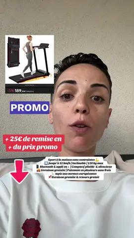 Sport à la maison sans contraintes 💪   ➡️ Jusqu’à 12 km/h | Inclinable | 120 kg max   📱 Bluetooth & appli en +  | Compact/ pliable  & silencieux  🚚 Livraison gratuite | Paiement en plusieurs sans frais   🏃 tapis aux normes européennes  📌livraison gratuite & retours gratuit  Produit testé par moi même gratuitement et approuvé à 100%  L’offre est disponible au moment du post, peut varier  Clique sur le caddie orange sous la flèche  pour l’acheter maintenant sur tiktokshop   NE PASSE PAS À CÔTÉ DE CE TAPIS À UN SUPER PRIX !! 