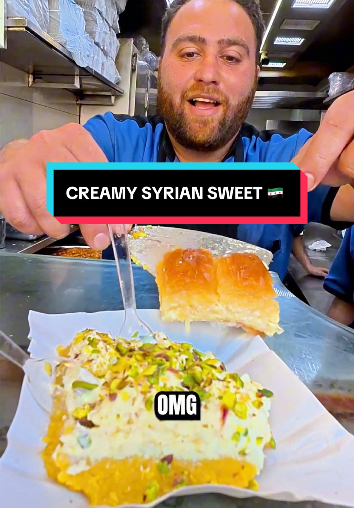 Eating a super creamy Syrian sweet in a place you won’t find tourists #syria #streetfood #damascus #syria🇸🇾 