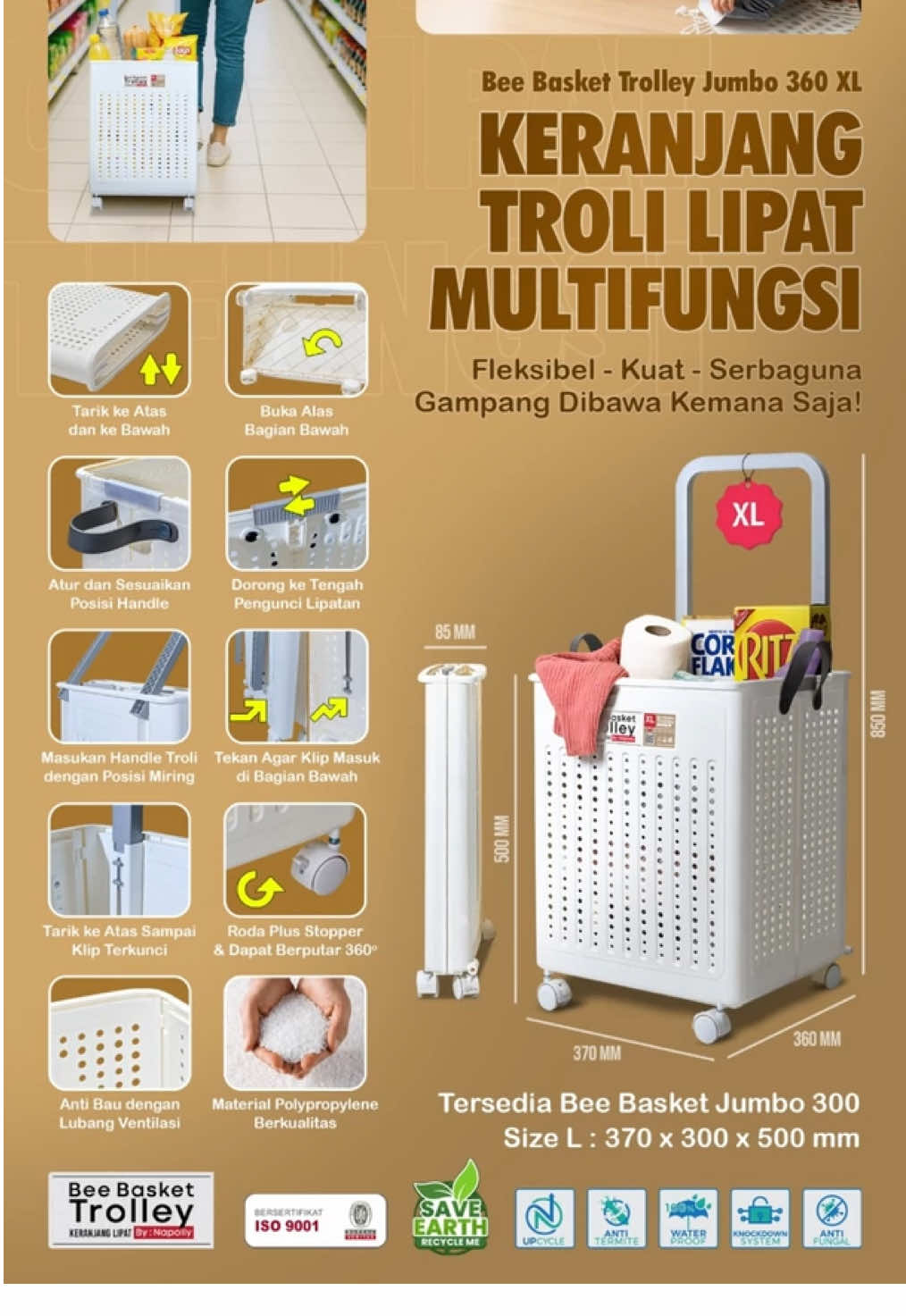 Unboxing Produk Baru!!  BEE BASKET TROLLEY JUMBO Keranjang Lipat Serbaguna 🥳 mempunyai size :P.37 x L.30 x T.50 cm kapasitas 60L, sudah di lengkapi dengan empat roda di bagian bawah nya, yang bisa memudah kan membawa dan memuat banyak pakaian kalian ya sobat.  #kenajangpakainan #beebasket #napolly #bigland #napollypolldihati #antirayap #antibanjir #antijamur