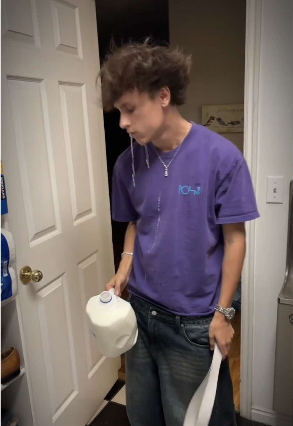 milkaholic dad comes home after a long blue collar shift