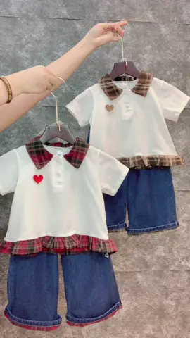 SÉT ÁO THUN COTTON THÊU TIM XINH XẮN KÈM QUẦN XUÔNG CHẤT JEAN MỀM MẠI CHO BÉ GÁI#xuhuongtiktokk #quanaotreem #doxinhmoingay #xuhuong #dochobe #dodep #vayxinh #oufit #set 