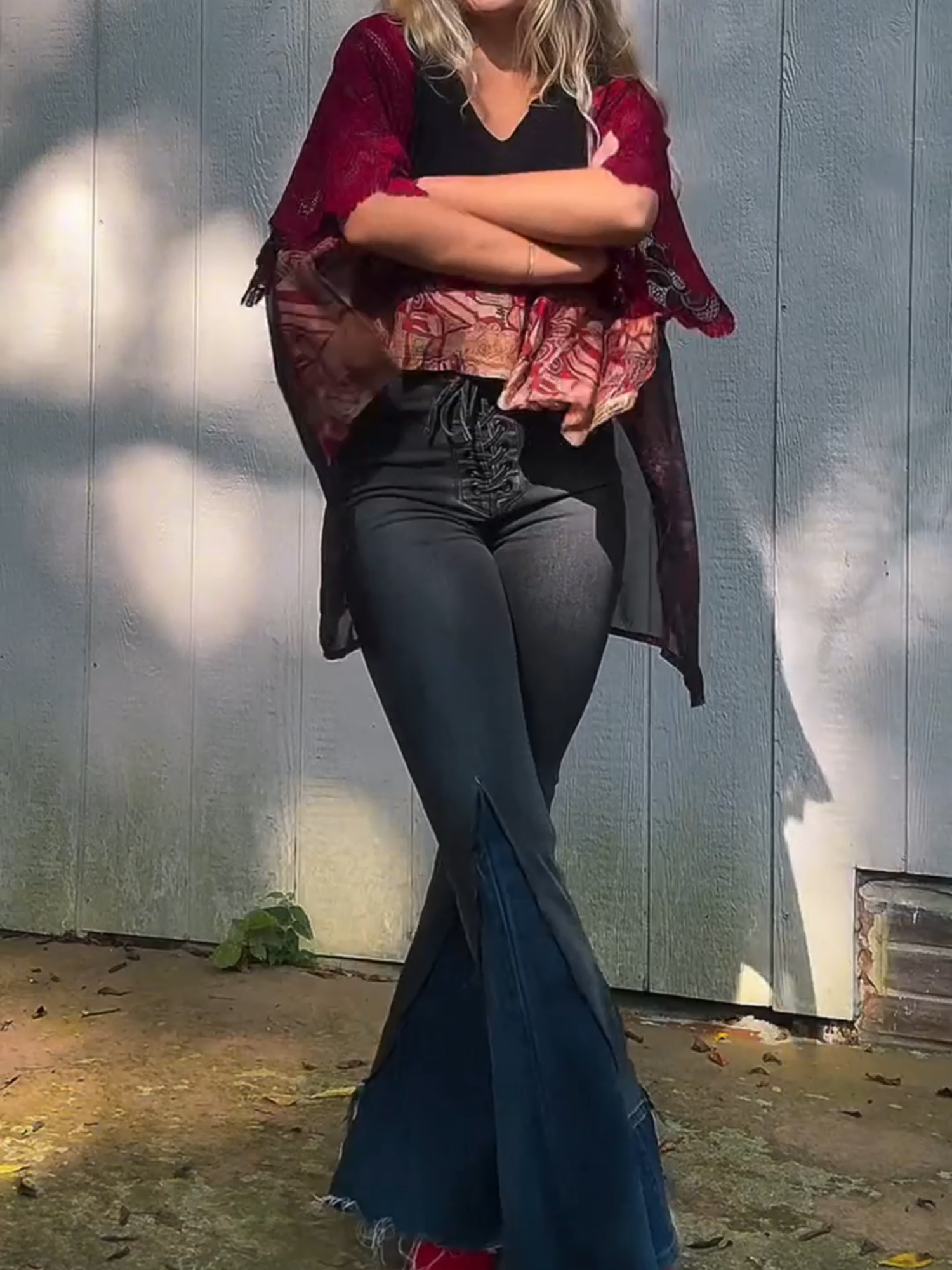 Burgundy Lace Ruffle Top#shopping #dress #fashion #CLOTHES #chill